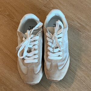 JustFab Renee Athletic White and Tan Sneakers
